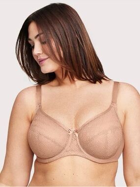 Glamorise Lace Full Coverage Bra — Nude 42C